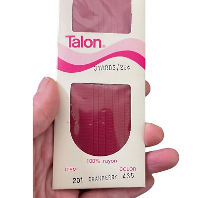 Talon Seam Tape Cranberry #435 3 yards 100% Rayon Hem Tape 1972 Vtg 1/2'' Wide