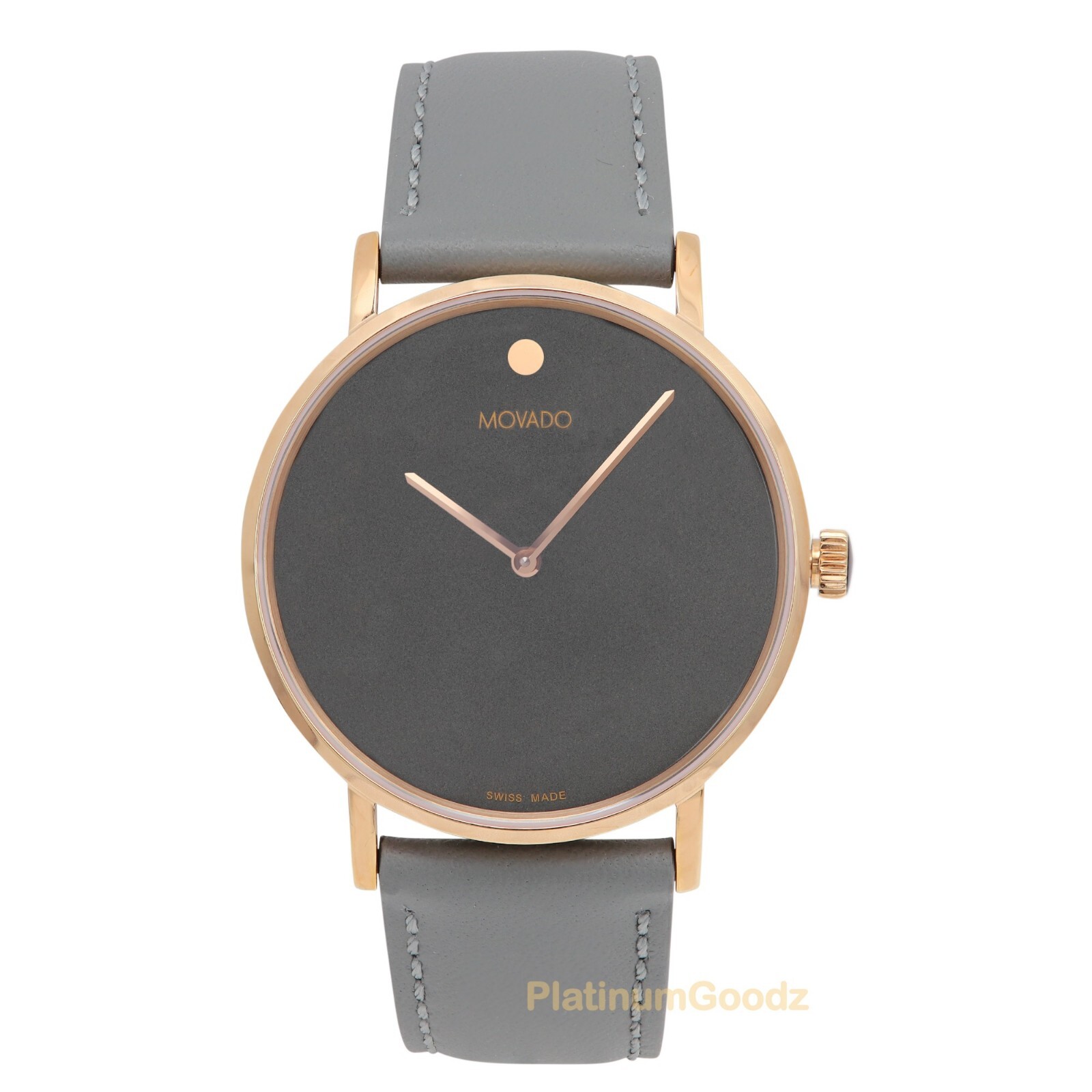 【MOVADO】ブラックレザー ゴールドケース クォーツ時計 MOVADO】ブラックレザー ゴールドケース クォーツ時計（Amazon
