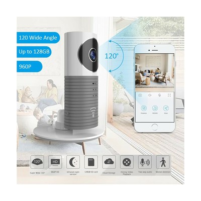 Clever Dog Wifi Security Camera HD 960P with Wide Angle, Two-way Audio, SD Ca...