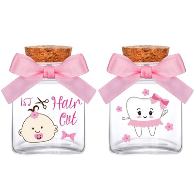 2 Pieces Baby Keepsake Box Glass Baby Tooth Box Baby Memory Box First Curl Ba...