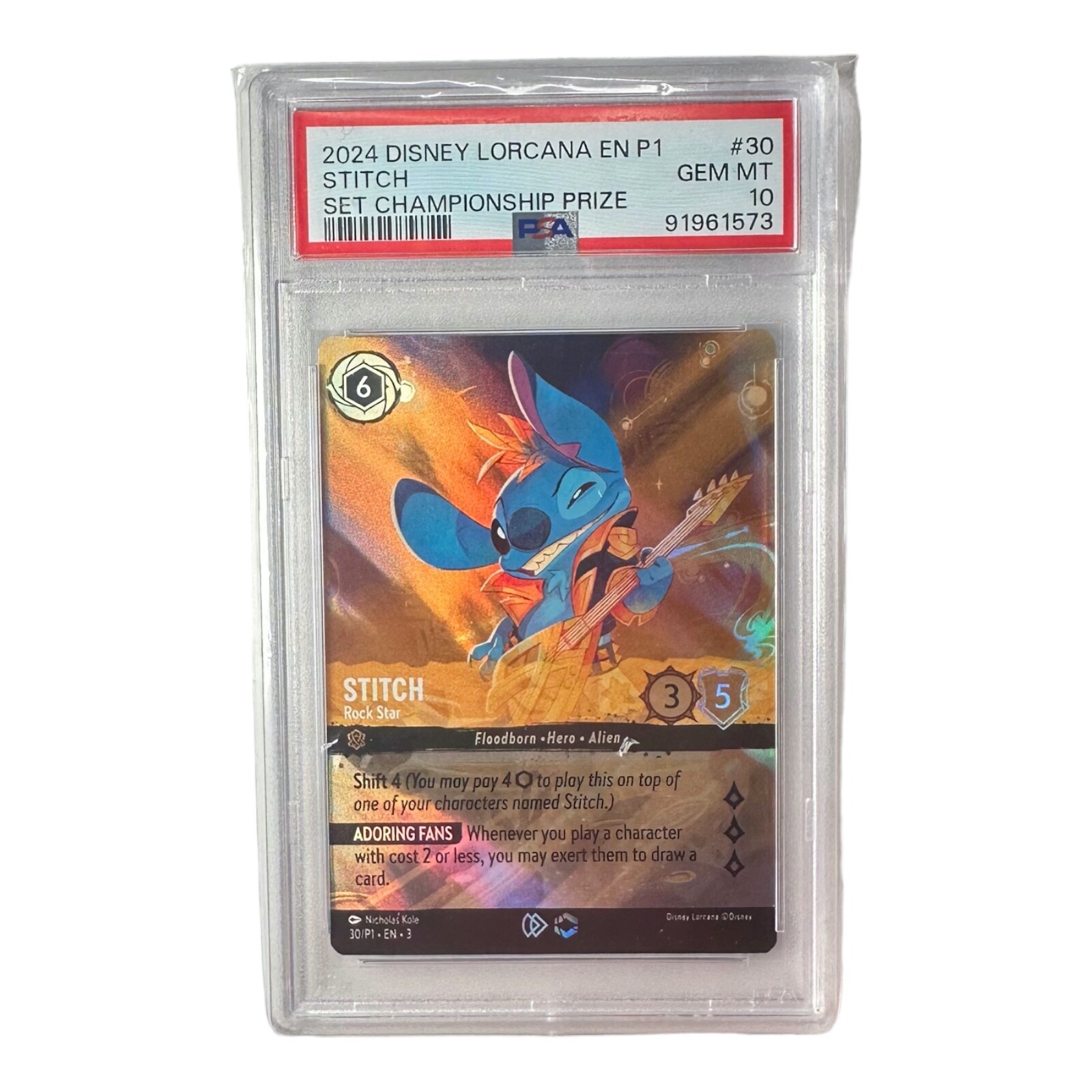 PSA 10 Disney Lorcana EN 30/P1 Stitch Rock Star Enchanted