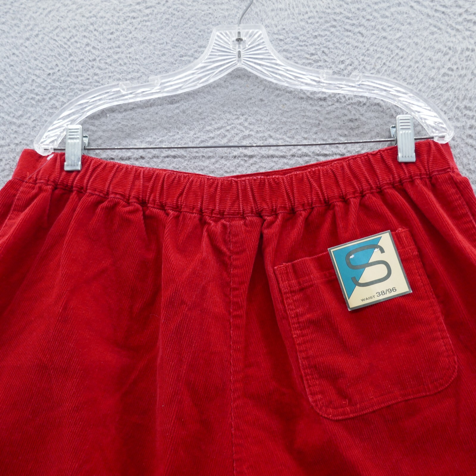 Stubbies Mens Vintage Corduroy Shorts 38 Red Elastic Waist