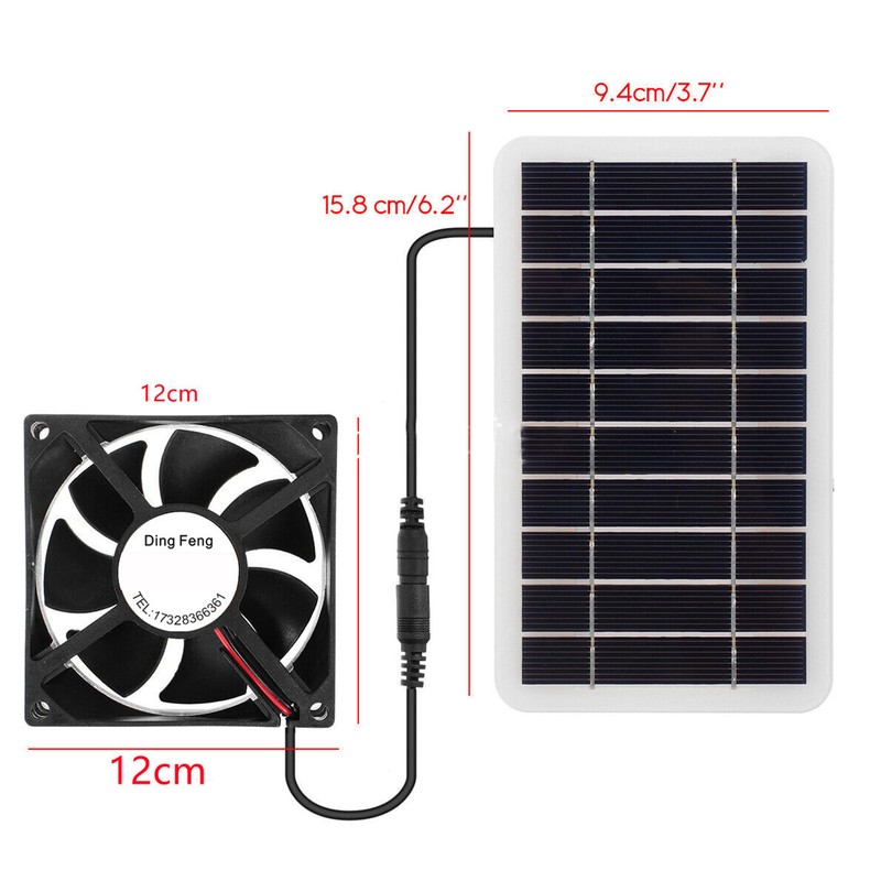 Mini Solar Panel Fan 30W Exhaust Fan Ventilation For Greenhouse Pet Dog House