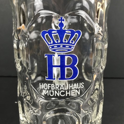 Hofbrauhaus Munchen Dimpled 1 Liter Glass Beer Stein Mug Hofbrau German Beer Mug