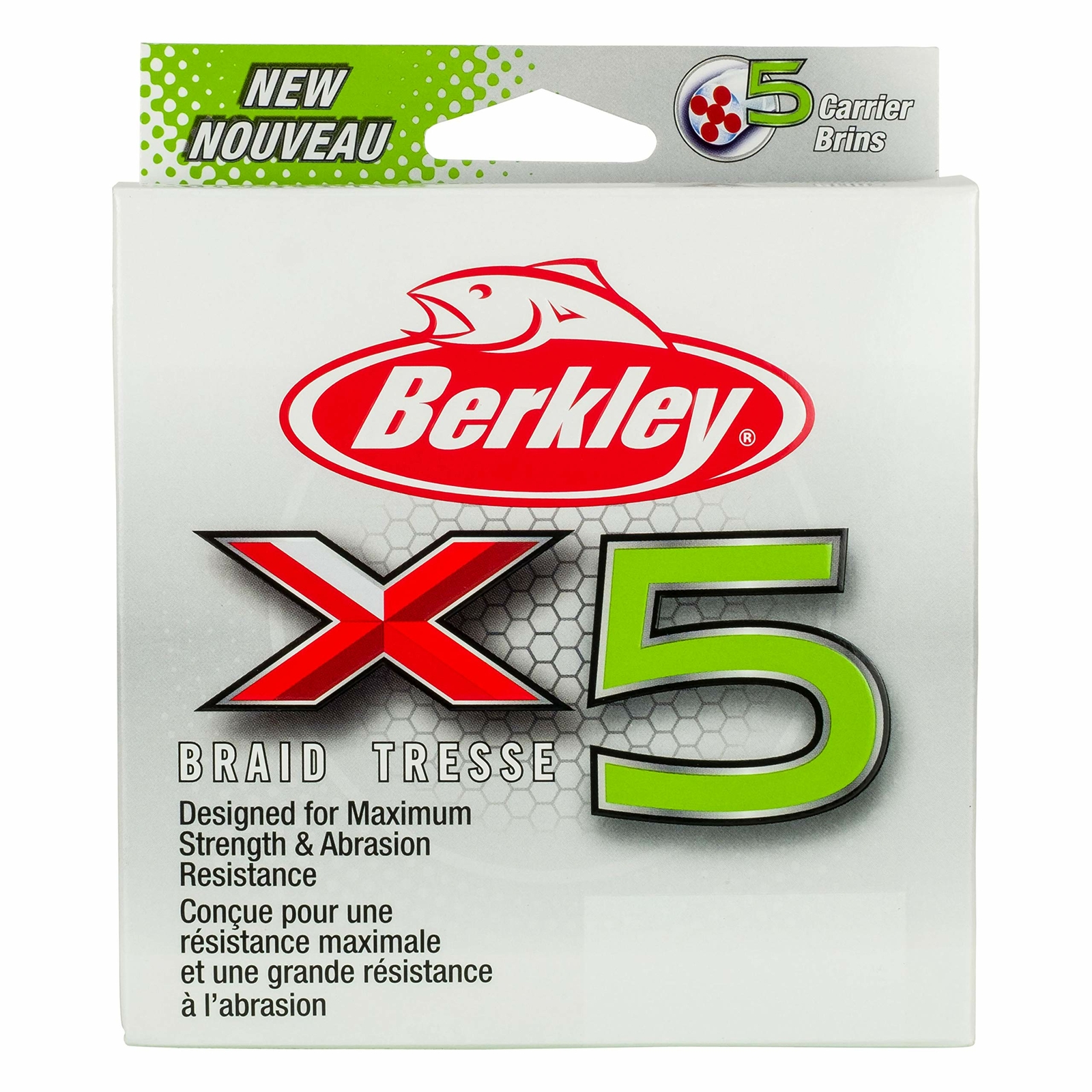 Berkley X5 Lo-Vis Green Braided Fishing Line, 165yd, 40lb, L