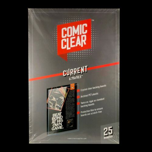 25-pack of Crystal-Clear Comic Clear Backing Boards - Current Age Size