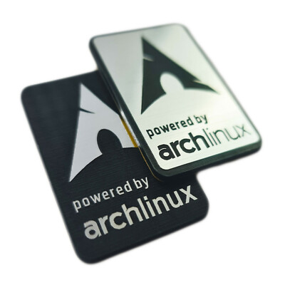 Arch Linux Sticker Case Badge - Chrome Reflective - 35 mm x 25 mm (TWO pieces)