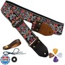 Acoustic Guitar Strap,Comfortable and durable Jacquard Embroidery Classical Guitar Straps with Leather Ends and Strap Button,2 Strap Locks and 4 Picks for Bass Guitar Strap,Electric Guitar Strap