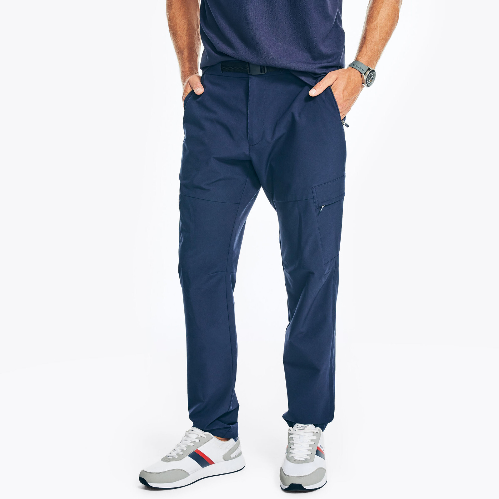 NAUTICA Men's Indigo Blue NavTech Slim Fit Utility Stretch