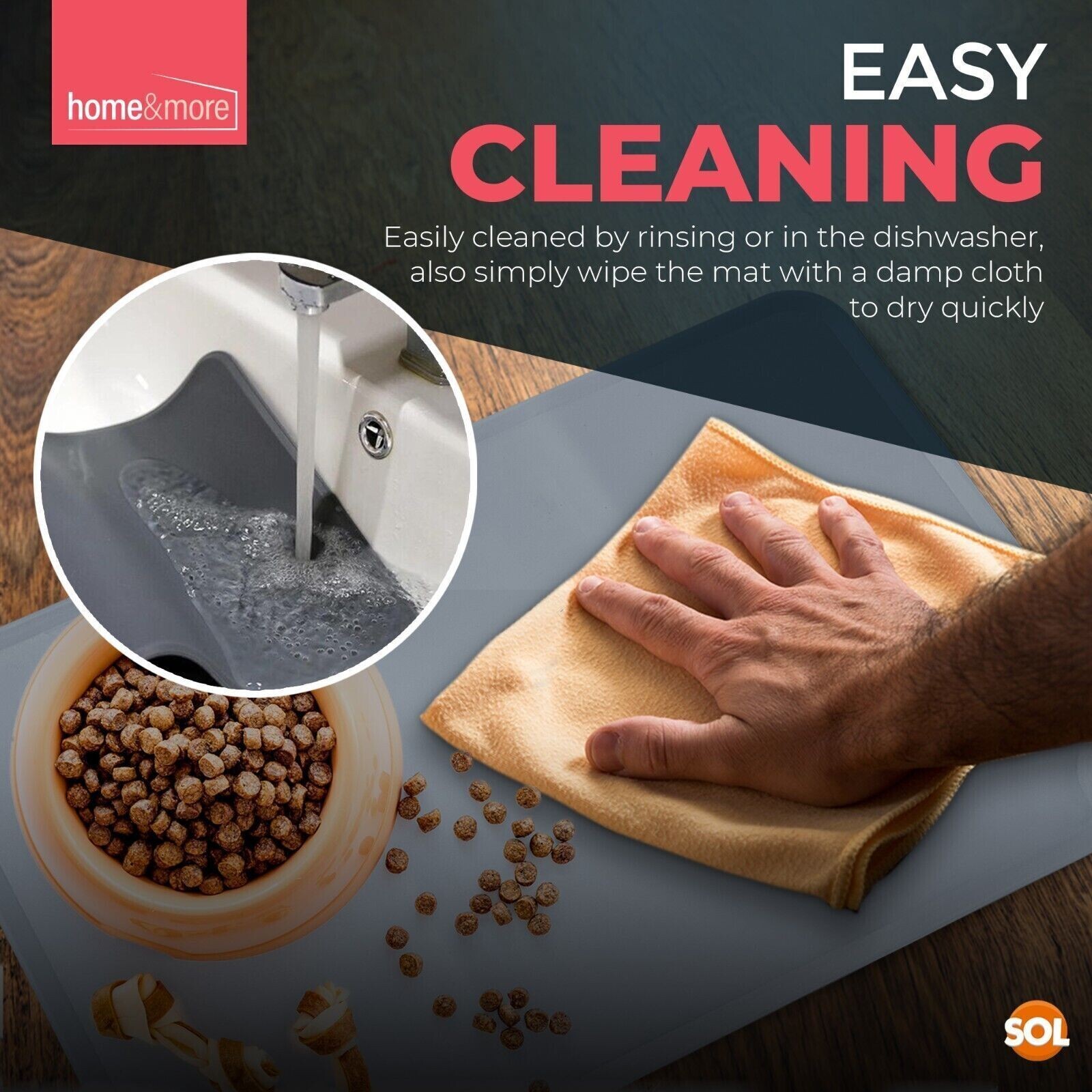 Pet Food Mat Cat Dog Puppy Silicone Feeding Non Slip Waterproof Bowl Mat 18x12in