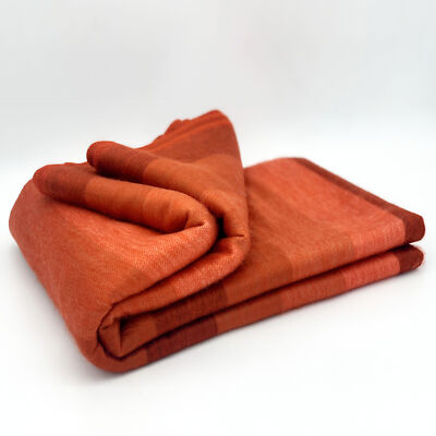 SOFT & WARM RED BORDO STRIPED ALPACA LLAMA WOOL BLANKET PLAID 90''x65'' QUEEN