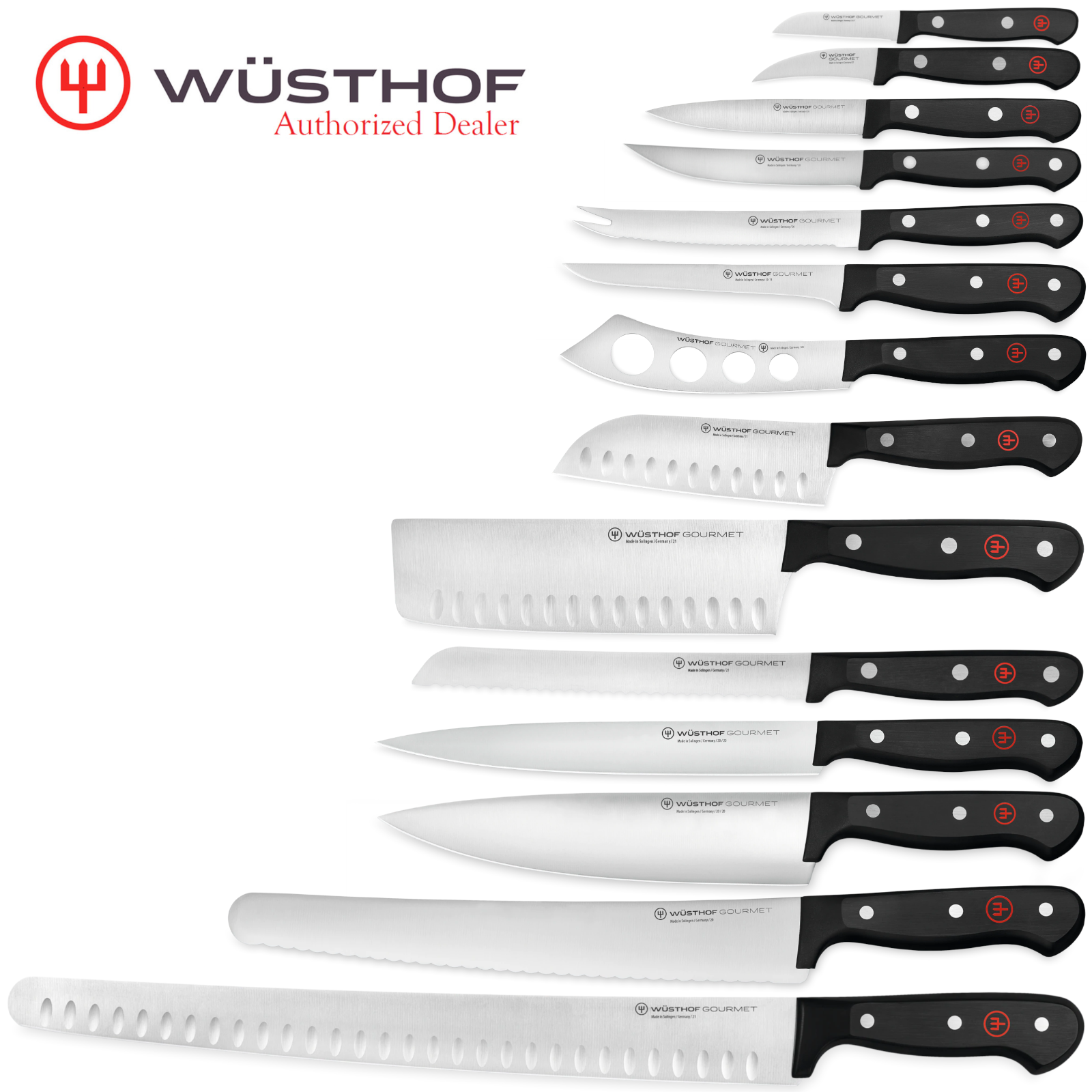 Wusthof Gourmet Series High Carbon Stainless Steel Knife Sets, Authorized Dealer