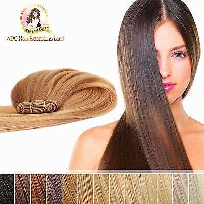 18"Indian100% Human Remy Weft Hair Extensions 100g Double Drawn #613A Ash Blonde