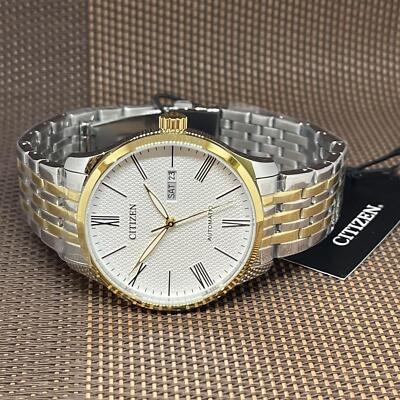 Pre-owned Citizen Nh8354-58a Automatic Two-tone Gold Stainless Steel Analog Men's Watch