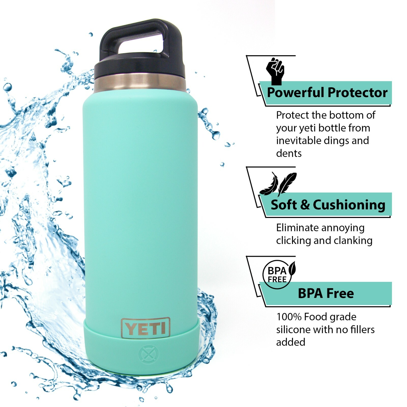 Silicone Boot Sleeve for Yeti 46 oz 36 oz 26 oz 12/18oz Rambler Water Bottle USA