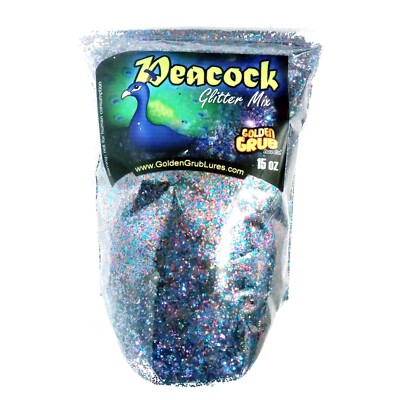 NEW Bulk PEACOCK Near Pound (15 oz) Large .030 Glitter Mix Resealable Bag