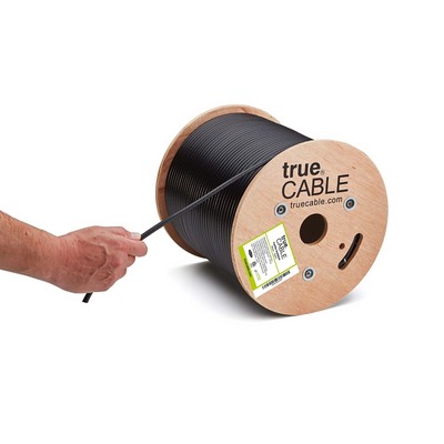 trueCABLE Cat5e Outdoor, Unshielded UTP, 500ft, UV Resistant, CMX Rated, Blac...