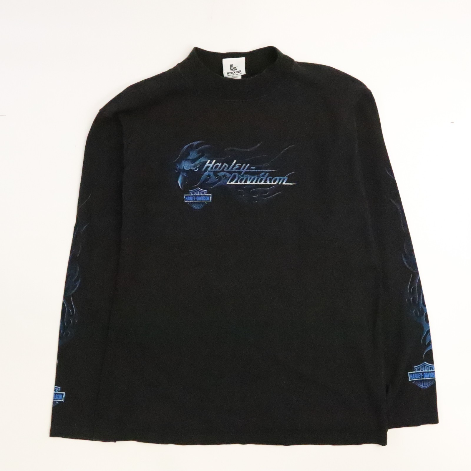 トップス Harley-Davidson Eagle Blue Flame Vintage Harley Davidson Motorcycles Eagle Blue Flame Long