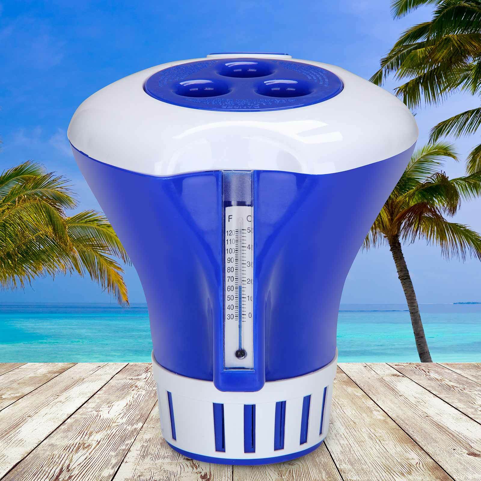 XL Dosierschwimmer Chlordosierer mit Thermometer Pool Chlor Dosierer 200g Tabs