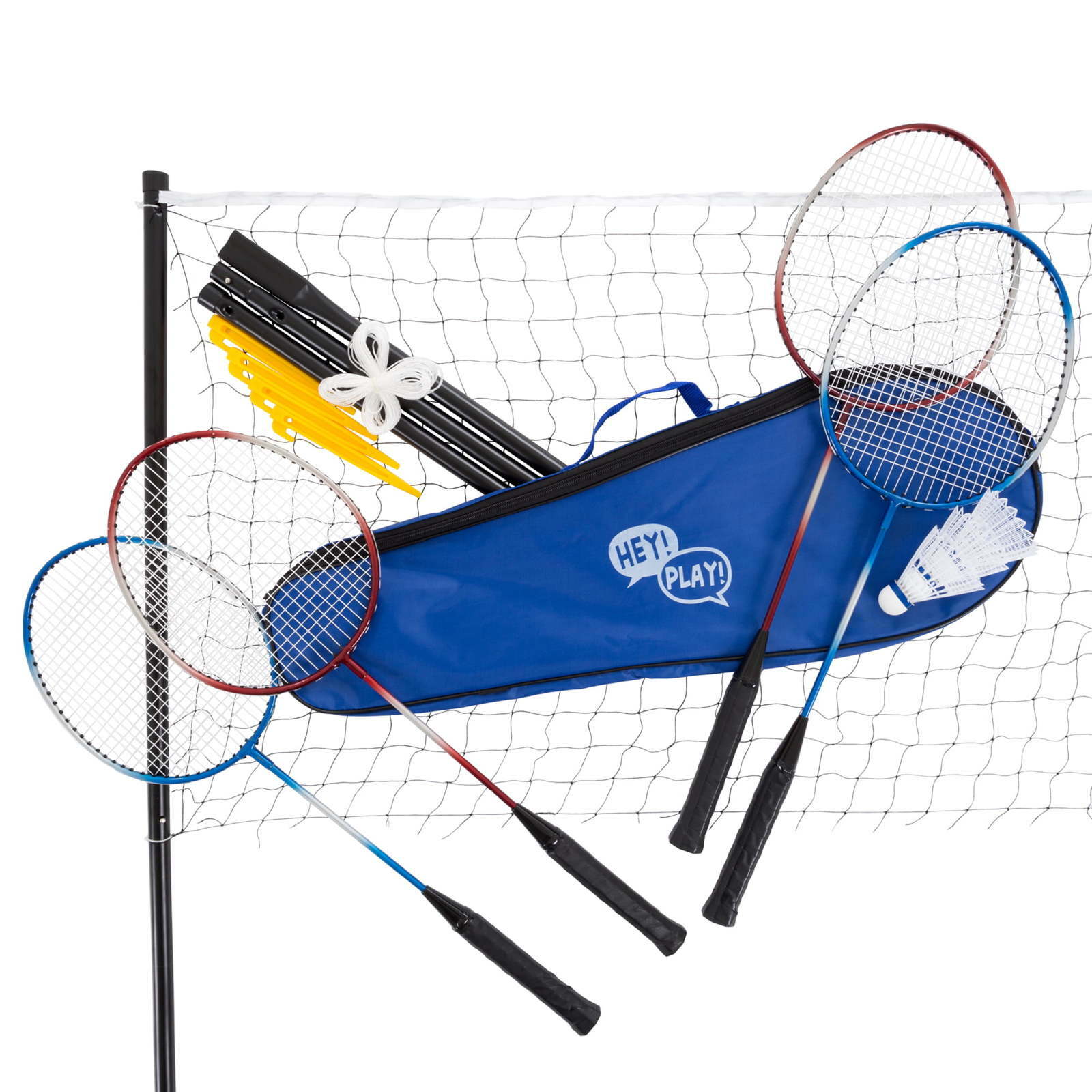 Badminton Set Complete Outdoor Yard Game With 4 Racquets Net With
