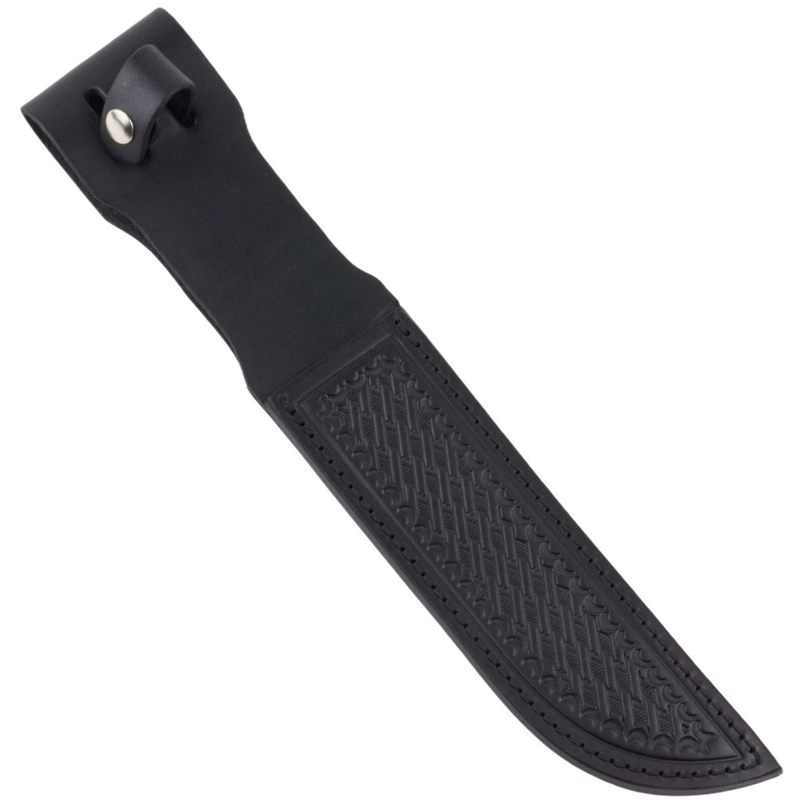 Black Basketweave Leather Straight Fixed Blade Knife Sheath 7