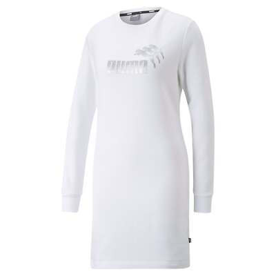 Женское белое повседневное платье Puma Sparkle с круглым вырезом и длинными рукавами 67399802