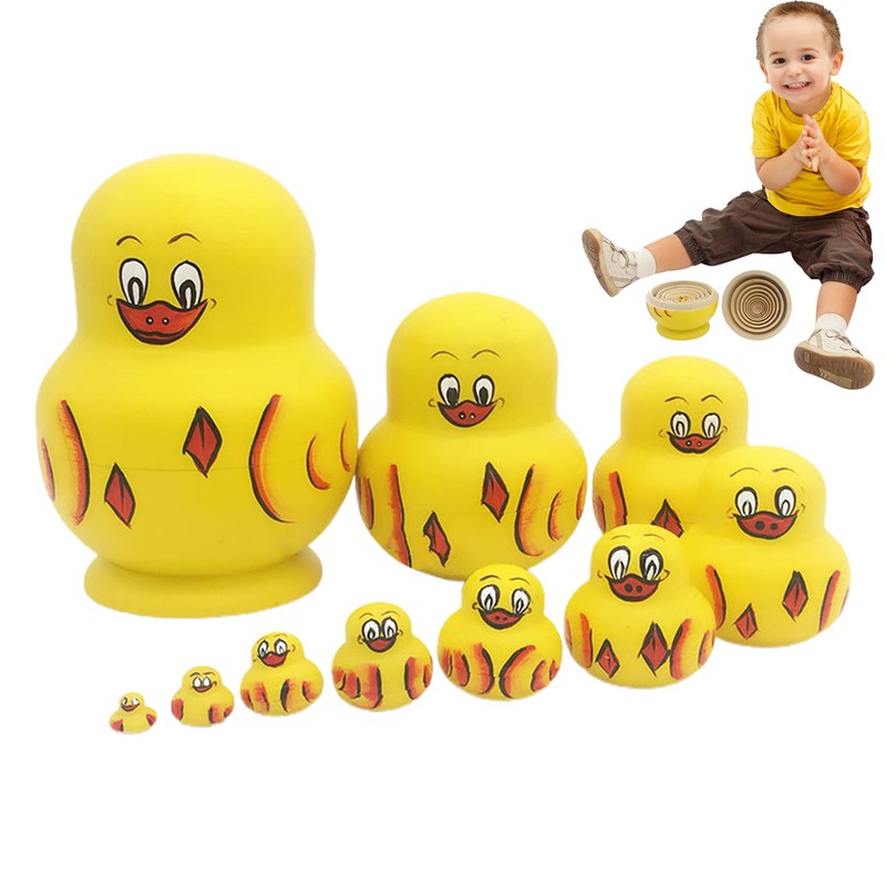 For Kids Russian Doll Set Of 10 Animal Pattern Nesting Dolls