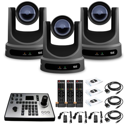 3 x PTZOptics Move SE PTZ Camera with Optical Zoom + PTZOptics PT-JOY-G4