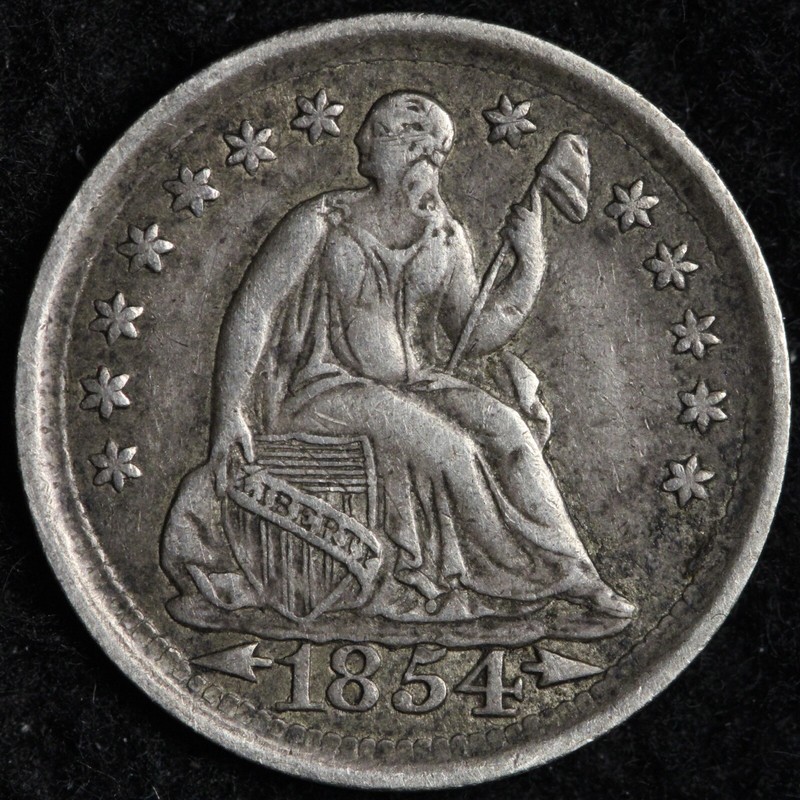 1854 Seated Liberty Silver Half Dime AU E181 ZTHR | eBay