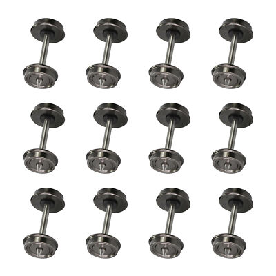12pcs HO Scale 1:87 33'' Metal Wheelsets Metal DC Wheels Metal Axles C8725