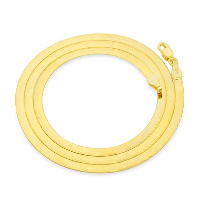 Pre-owned Nuragold 10k Yellow Gold Solid Womens 4mm High Polish Silk Herringbone Chain Necklace 18"