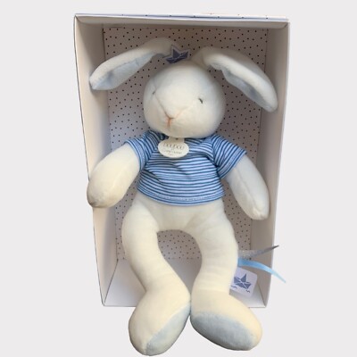 DouDou Et Compagnie Plush BUNNY RABBIT Security Lovey Baby Toy BLUE STRIPE Shirt