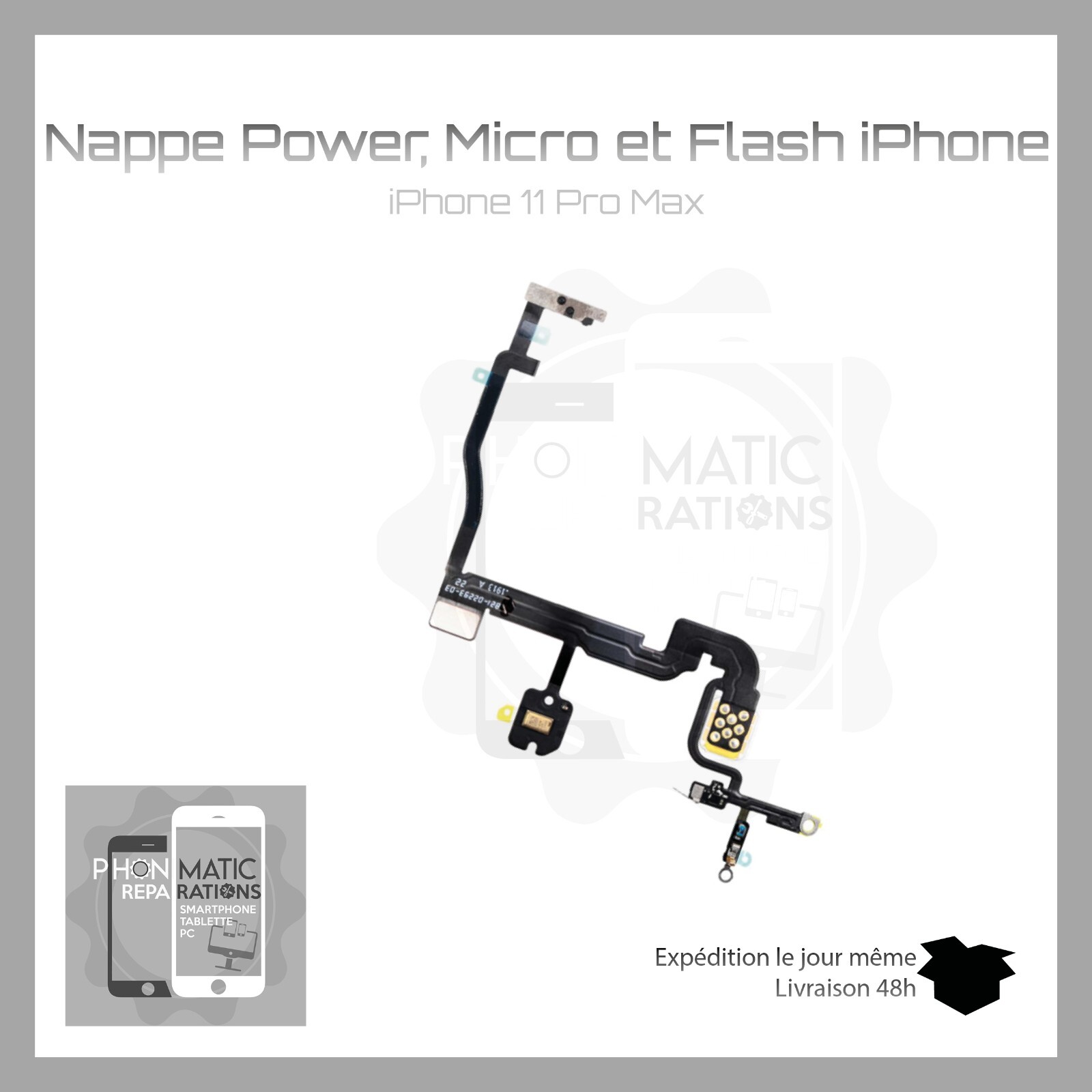 Pulsante di alimentazione microfono posteriore diffusore flash per iPhone 11 ...