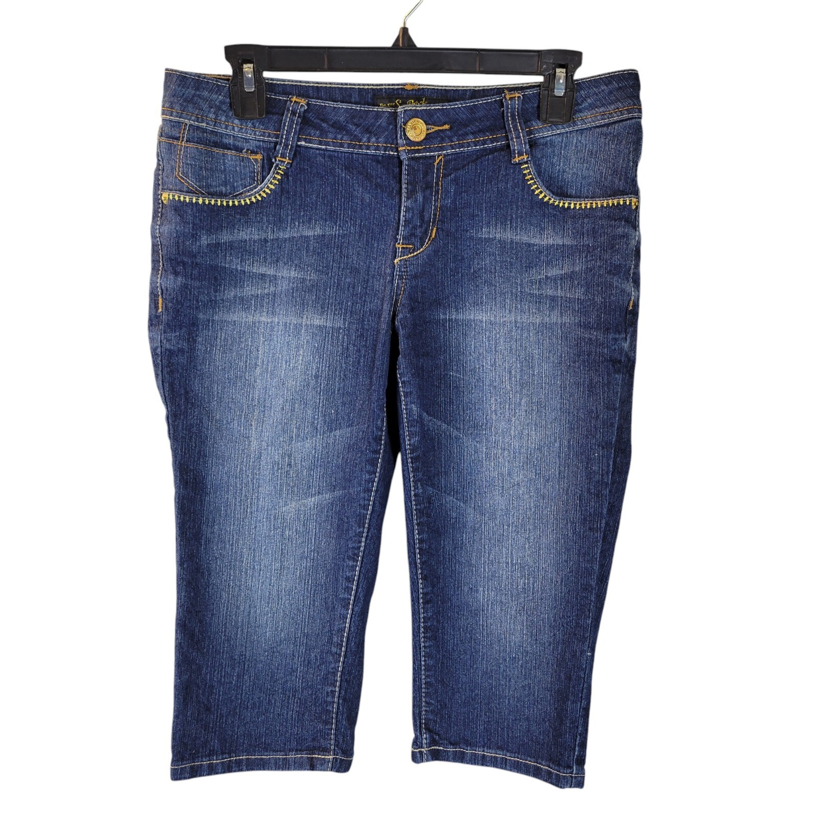 Southpole Womens Size 7 Blue Solid Denim Bermuda Jean Shorts