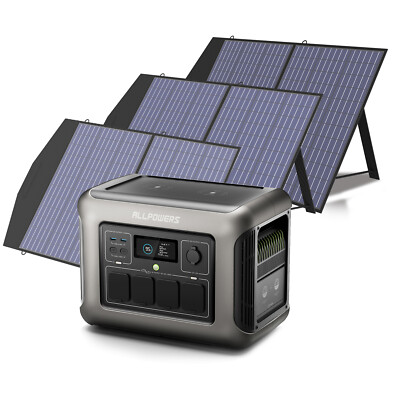 ALLPOWERS 1800W (3000W peak)  Solar Generator 3 X 100W solar panel kit LiFePO4