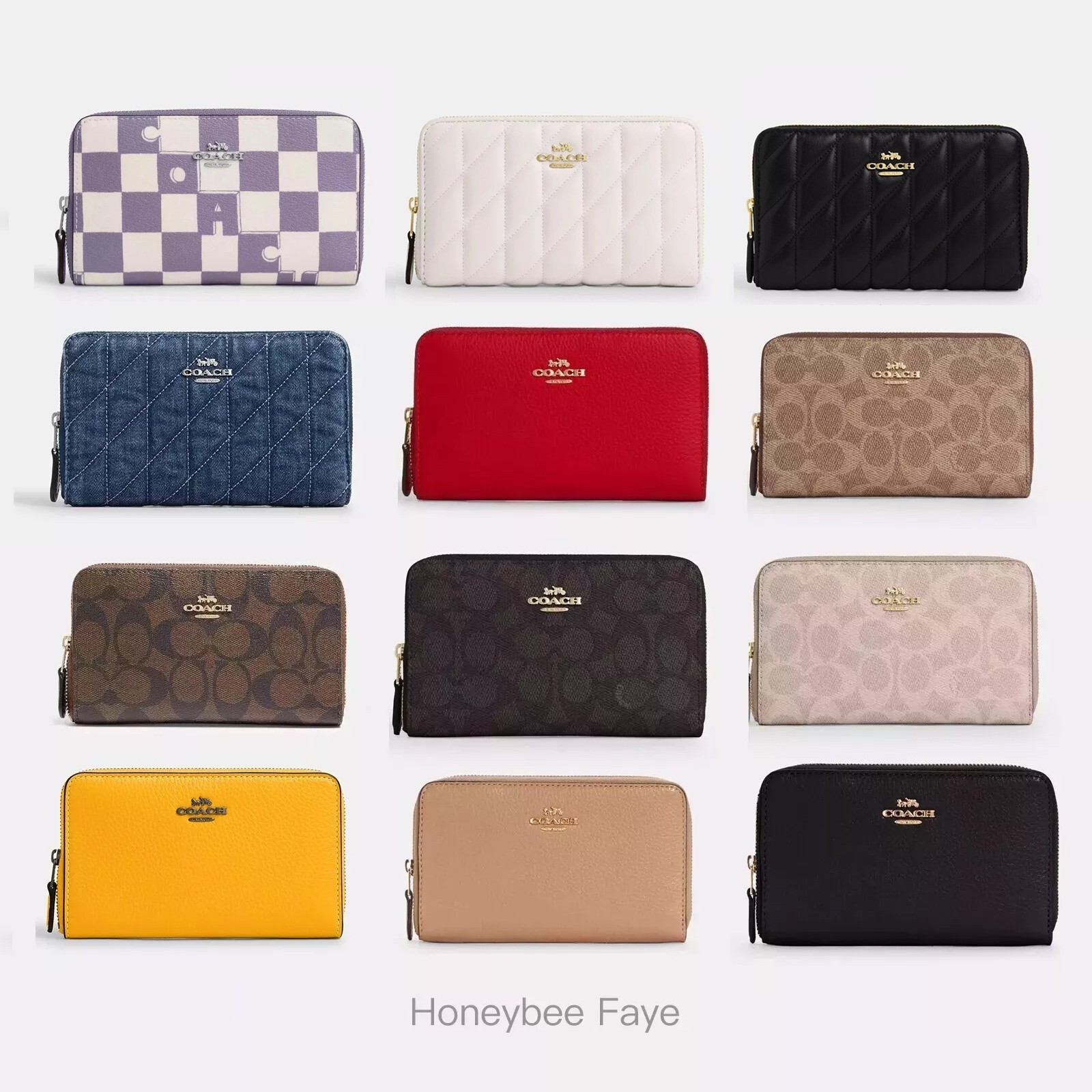 NWT Coach Medium Id Zip Wallet In Signature Canvas/Jacquard