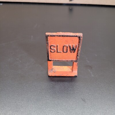 Arcade Cast Iron Toy Road Repair SLOW Sign Orange