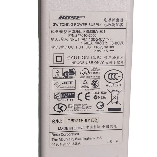 White Bose SoundDock Original Digital Music System Power Adapter Tested Working