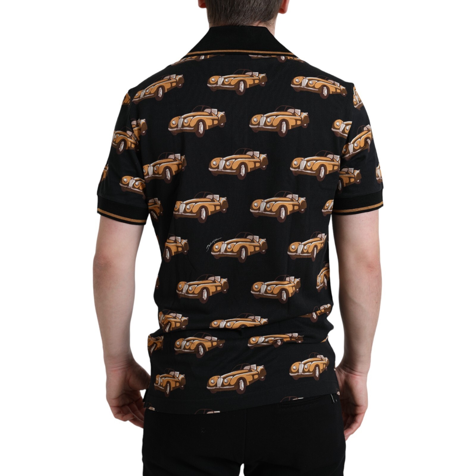 Pre-owned Dolce & Gabbana T-shirt Black Car Print Short Sleeve Polo Men It48/us38/m 670usd