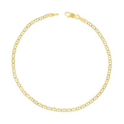 Pre-owned Nuragold 14k Yellow Gold Solid 3mm Mariner Anchor Flat Link Chain Mens Bracelet 8"