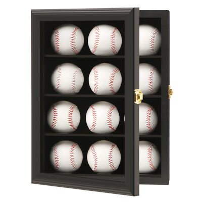 Verani 12 Baseball Display Case Cabinet Rack for Baseball Shadow Box with UV ...