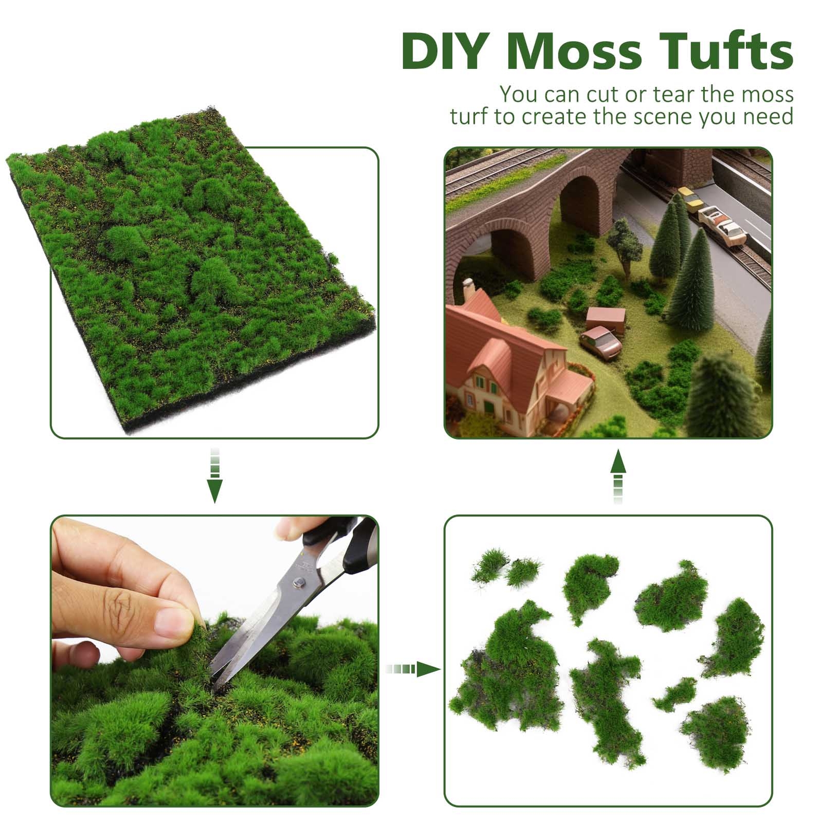 Evemodel 1pc 20cm*28cm Artificial DIY Moss Tufts Grass Mat Lawn Model Scene