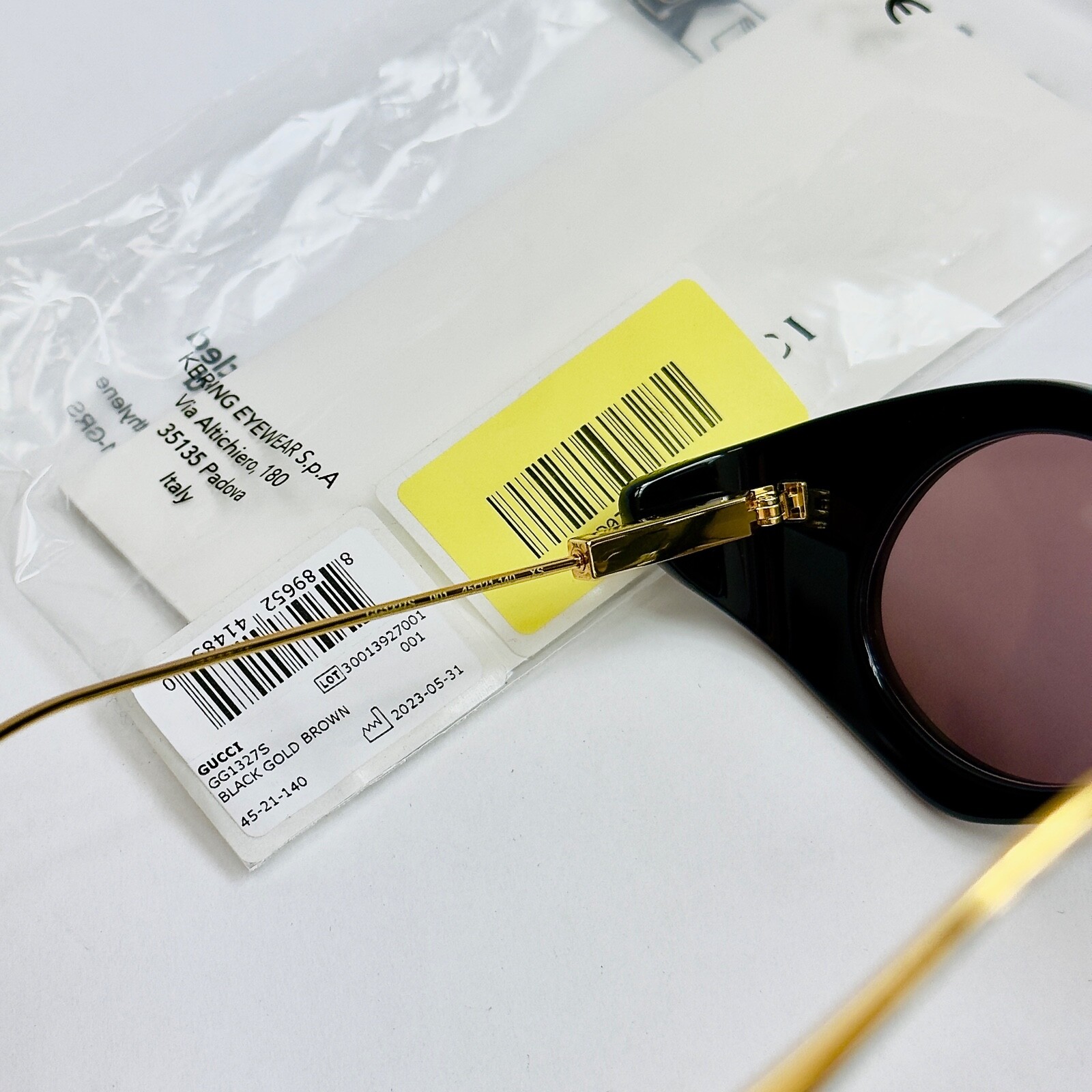 Pre-owned Gucci Hollywood Forever 1327 Black Strass Crystal Gg1327s Wing Sunglasses 001 In Brown