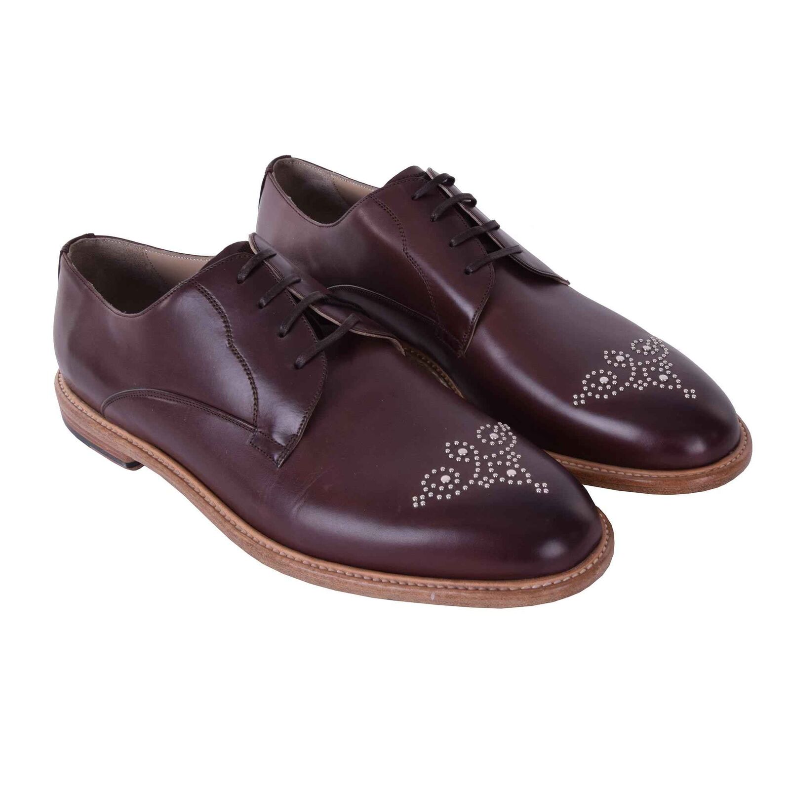 

DOLCE - GABBANA Туфли дерби с шипами на шнуровке MARSALA Коричневый Серебристый 05898