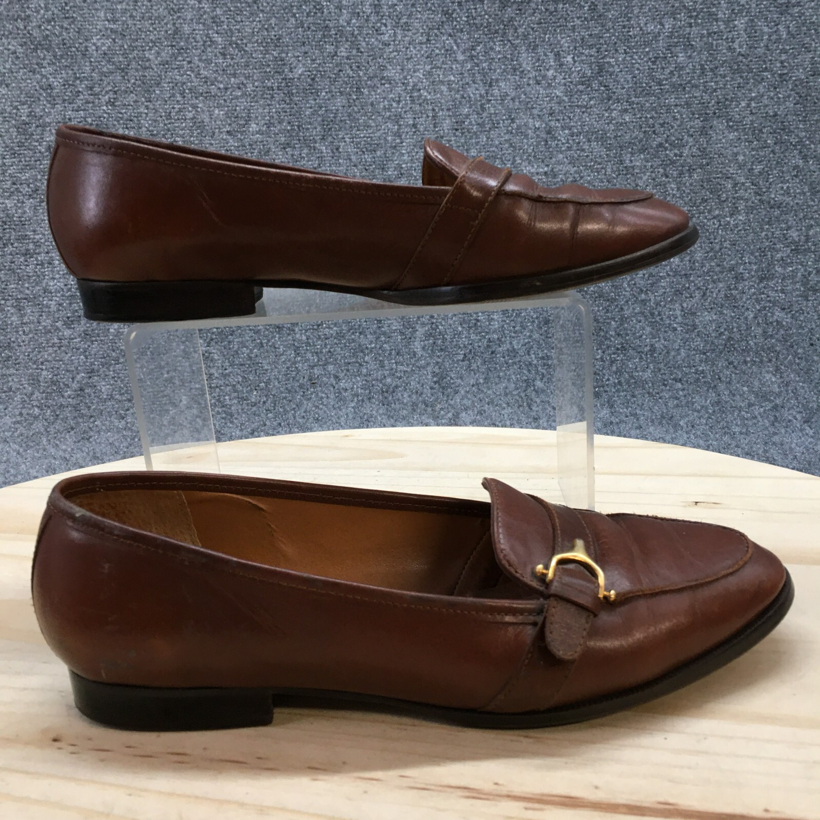 Etienne Aigner Shoes Womens 7 M Tracy Penny Loafers Brown Leather Casual  Buckle | eBay