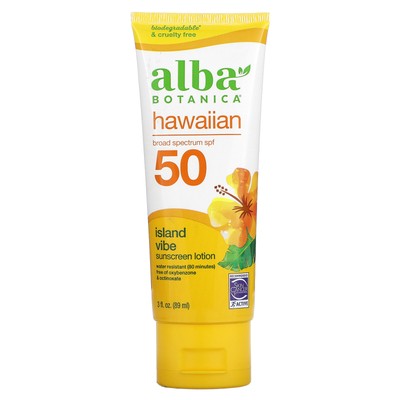 Alba Botanica Natural Hawaiian Sunscreen SPF 45 4 унции 113 г Leaping Bunny, Not