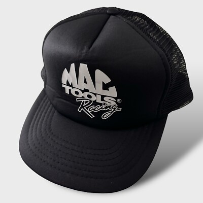 VINTAGE Mac Tools Racing Foam Mesh Black Trucker Snapback Hat Cap