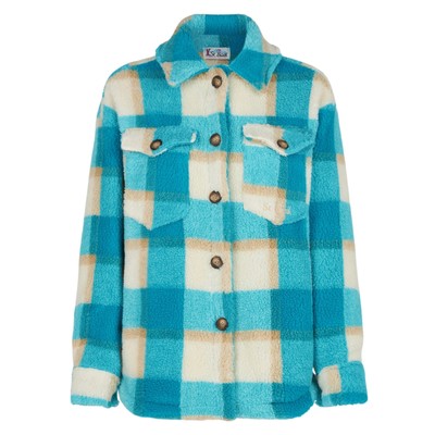 Pre-owned Saint Barth Mc2  Woman Sherpa Overshirt With Tartan Pattern In Multicolor