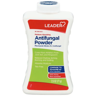 Leader Miconazole Antifungal Powder Moisture Absorbing with Talc-Free 2.5 Ounce