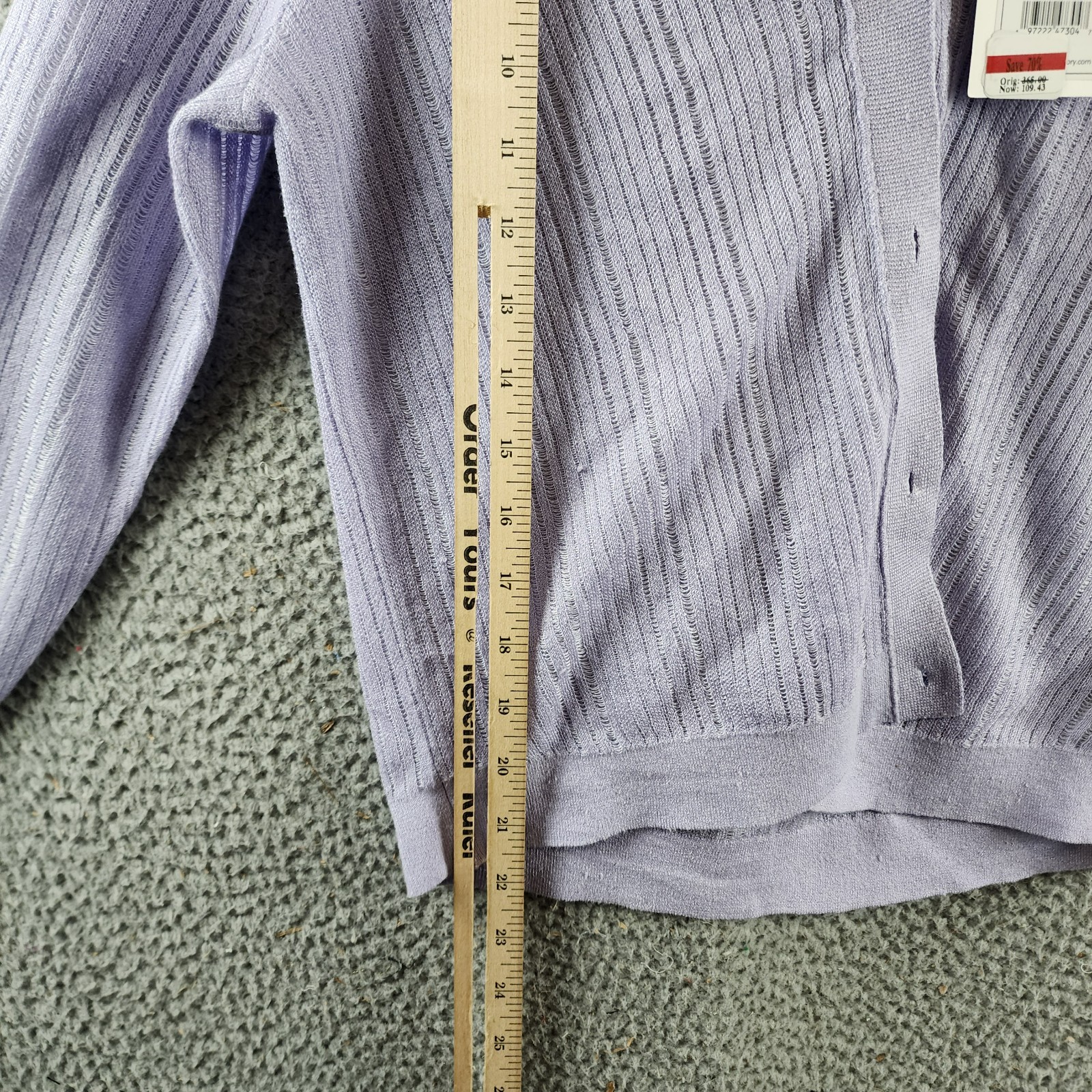 Theory Cropped Cardigan Women's S Soft Iris V-Neck Linen Blend Button Front L/S - Picture 9 of 14